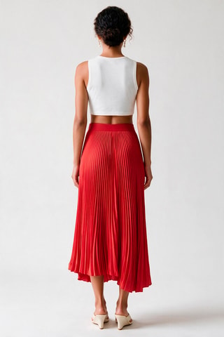 Jupe plissée taille haute - Rouge