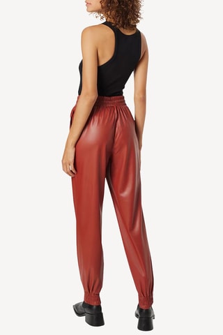 Pantalon slim en cuir d’agneau - Bordeaux