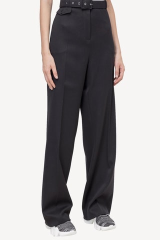 Pantalon taille haute en laine - Noir
