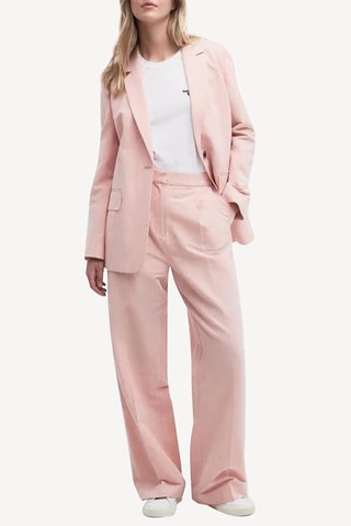 Pantalon taille haute en laine - Rose