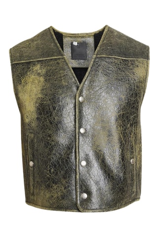 Veste sans manches en cuir d’agneau - Noir