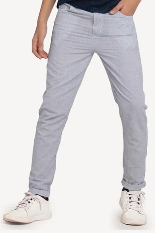 Pantalon slim - Gris et blanc