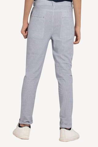 Pantalon slim - Gris et blanc