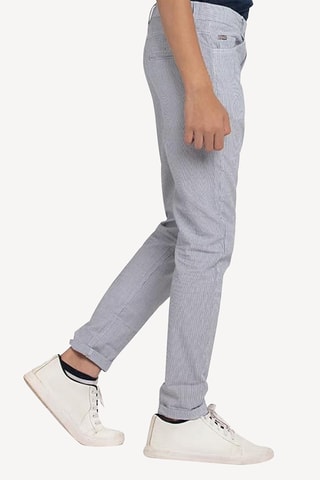 Pantalon slim - Gris et blanc