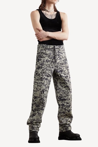 Pantalon slim - Ecru et noir