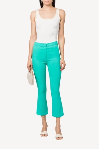 Pantalon slim 7/8 en laine - Turquoise