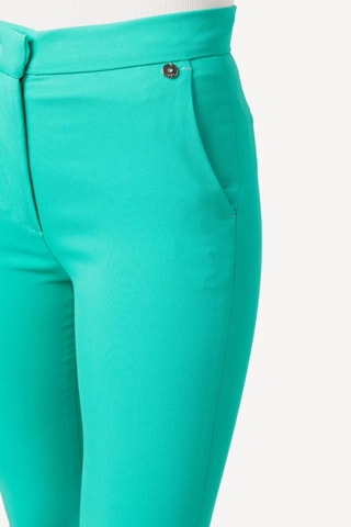 Pantalon slim 7/8 en laine - Turquoise