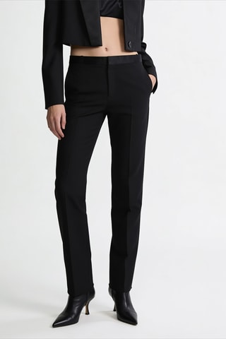 Pantalon de coutume slim en laine et angora - Noir