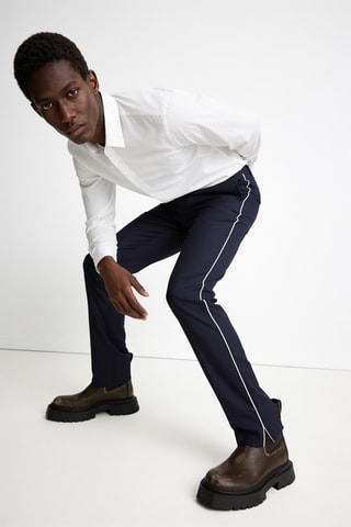 Pantalon de coutume slim en laine - Bleu marine