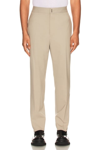 Pantalon slim taille haute en laine - Beige