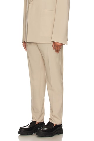 Pantalon slim taille haute en laine - Beige