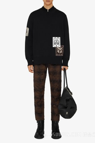 Pantalon straight - Marron et noir