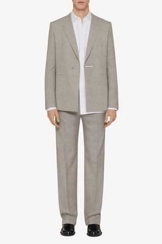 Pantalon de costume slim en laine - Gris clair chiné