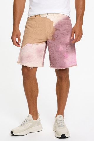 Short en jean tie and dye - Marron et rose