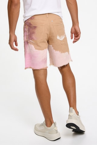 Short en jean tie and dye - Marron et rose