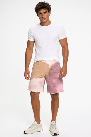 Short en jean tie and dye - Marron et rose