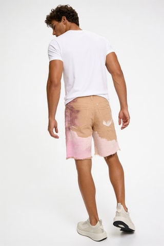 Short en jean tie and dye - Marron et rose