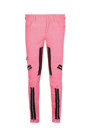 Pantalon skinny en cuir d’agneau - Rose