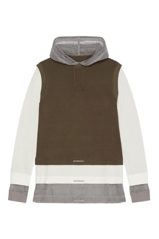 Sweat trompe-l’œil à capuche - Kaki et blanc