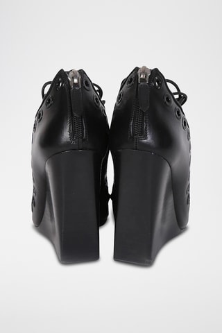 Sandales compensées en cuir - Noir