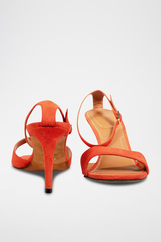 Sandales à talons en cuir d’agneau nubuck - Rouge