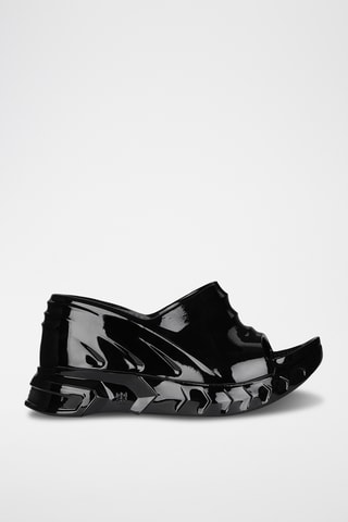 Mules compensées vernies - Noir