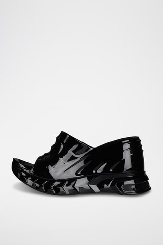 Mules compensées vernies - Noir