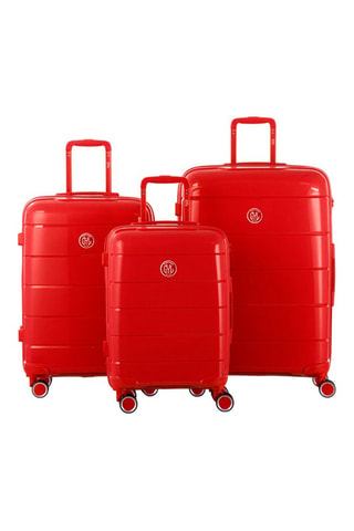 Set 3 valigie (S/M/L) CH3 - 55/67/76 cm - Argentato, bianco e rosso