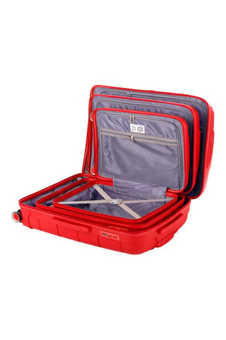 Set 3 valigie (S/M/L) CH3 - 55/67/76 cm - Argentato, bianco e rosso