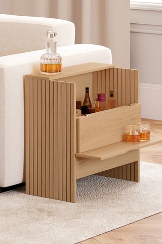 Tavolino mini bar Faustine legno e listarelle