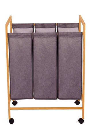 Carrello portabiancheria in bambù con ruote Maya - 90 l