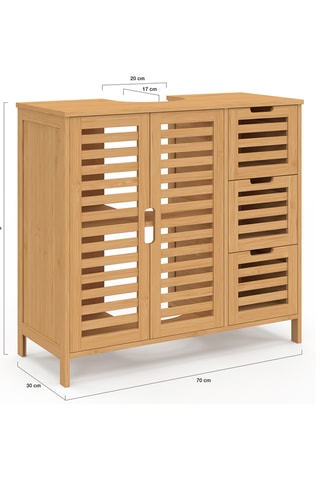 Mobiletto bagno 2 ante in bambù Maya - 70 x 30 x 65 cm