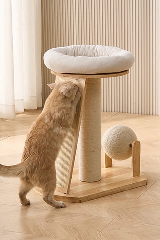 Rascador de madera de caucho NaturaCat - 40 x 72 x 60 cm