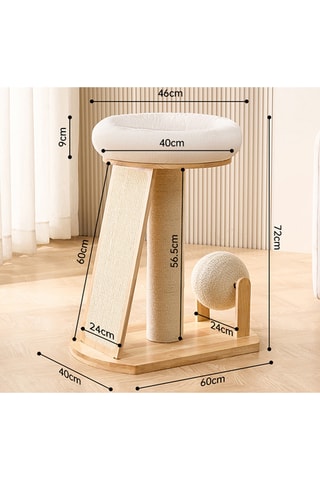 Rascador de madera de caucho NaturaCat - 40 x 72 x 60 cm