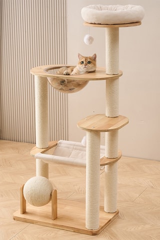 Rascador de madera de caucho NaturaCat - 60 x 132 x 39,5 cm