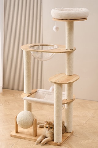 Rascador de madera de caucho NaturaCat - 60 x 132 x 39,5 cm