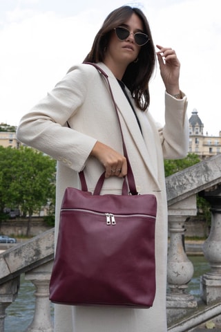 Mochila de piel Livia - Burdeos