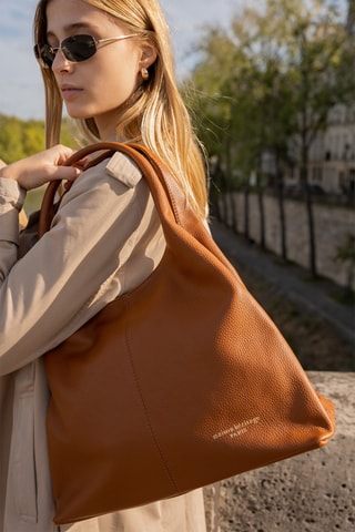 Bolso shopper de piel Tikki - Camel
