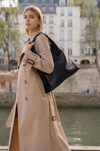 Bolso shopper de piel Tikki - Negro