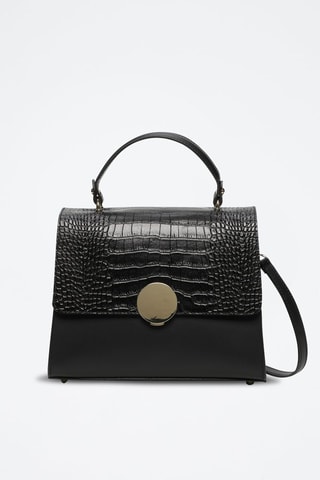 Bolso de piel Clau Croco - Negro