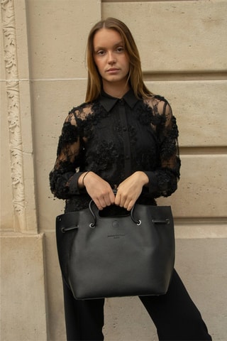 Bolso de piel y neceser Prun - Negro