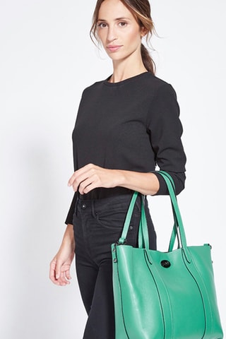 Bolso shopper y neceser de piel Elis - Verde