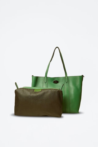 Bolso shopper y neceser de piel Elis - Verde