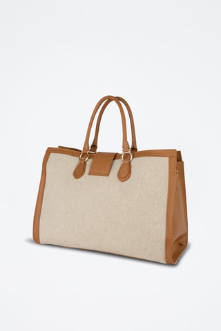Bolso shopper de piel Mara - Beige y camel