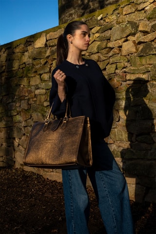 Bolso shopper de piel Mara - Marrón