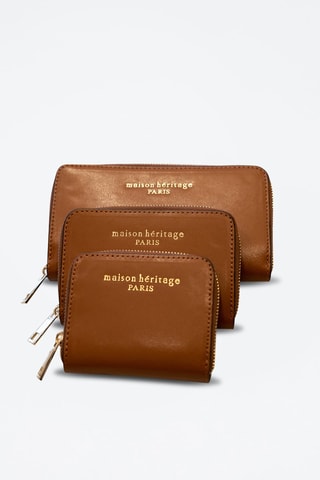 Monedero de piel Mini Moni Box - Camel