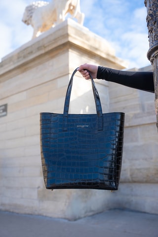 Bolso shopper de piel - Negro