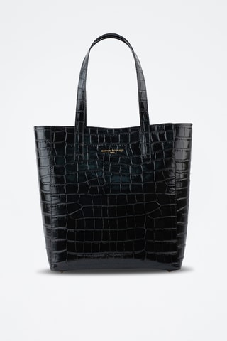 Bolso shopper de piel - Negro