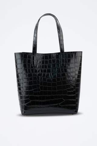 Bolso shopper de piel - Negro