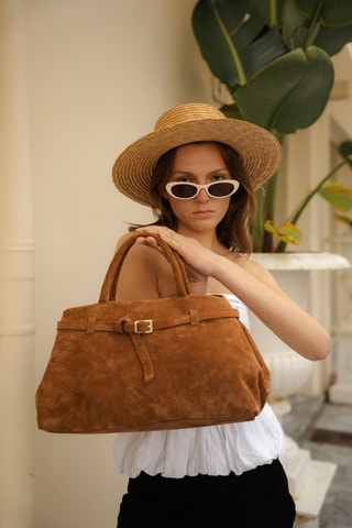 Bolso de nobuk Sicilia - Camel